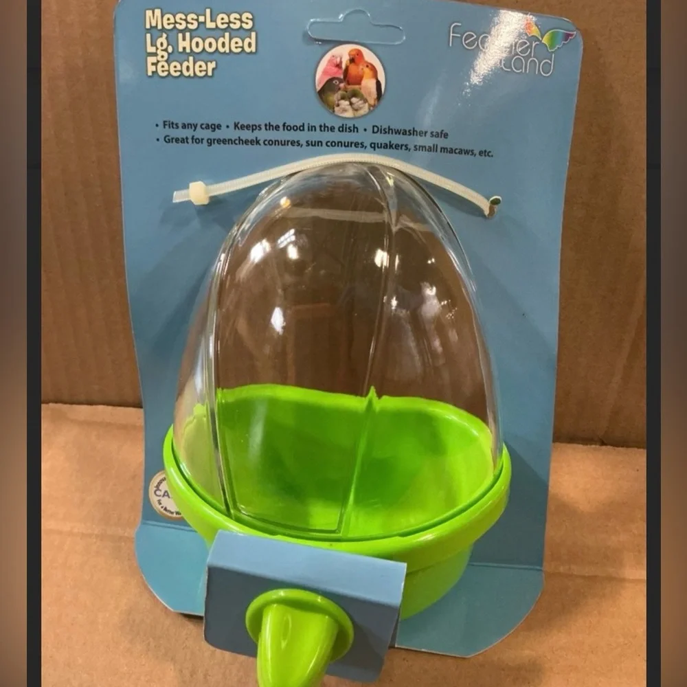 Green Plastic Bird Cage Feeder with Clear Seed Guard